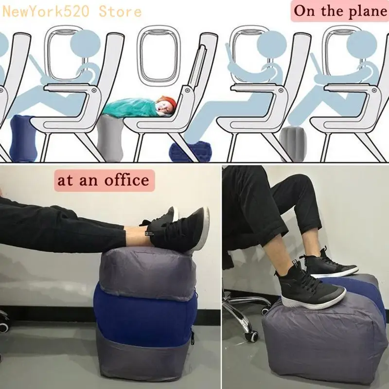Inflatable Foot Rest Pillow for Travel Kids Adults Travel Pillow Cushions Height Adjustable Foot Pad for Office N84C
