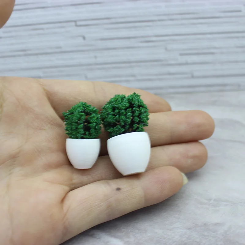 2pcs Dollhouse Green Plants Mini Tree Ball Bonsai Plant Models Miniature Potted Plant Scenes Ornaments Decoration Home Decor