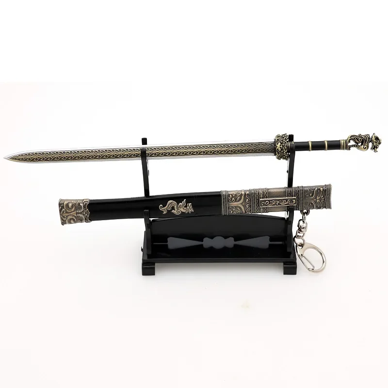 22cm/8.66in China Ancient Cold Weapon Wheeled Sword Toy Cosplay Metal Unedged Weapon Model Collectibles Crafts Ornaments Gifts