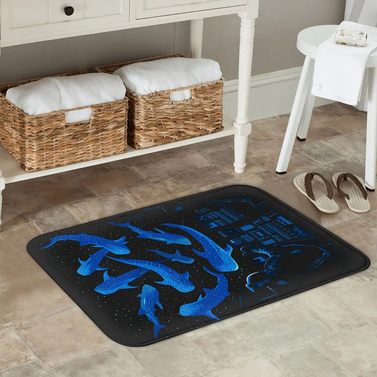 Astronaut Ocean Whale Shark Swimming Non-slip Doormat Floor Mat  Carpet Rug for Kitchen Entrance Home Living room Footpad Mats