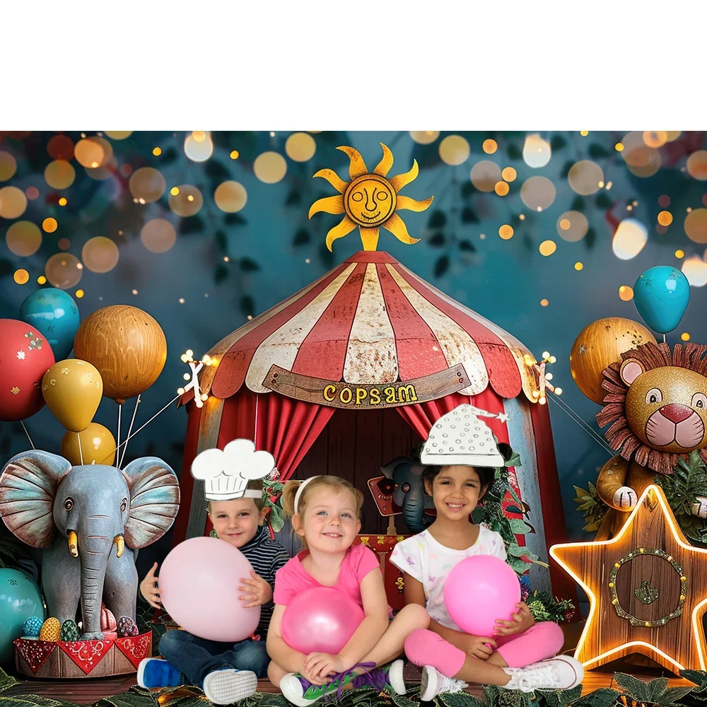 Bonvvie Circus Theme Photography Backdrop Colorful Balloon Carnival Baby Shower Birthday Party Cake Smash Decor Photo Background