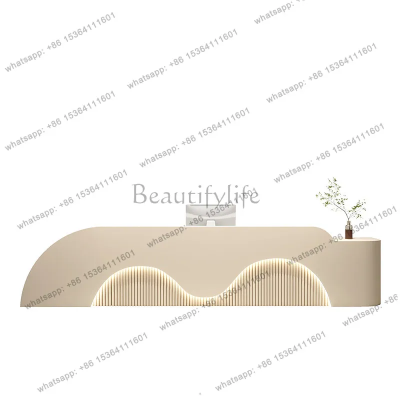 Factory Direct Sales Nordic Cream Style Reception Desk Modern Minimalist Clothing Store Clinic Cashier Desk Office Furniture Bal