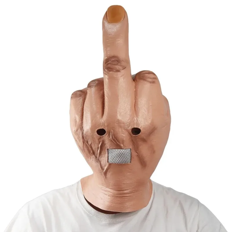 Cosplay Vertical Middle Finger Mask Creative Personality Despises Spoof Headgear Props Halloween Dress Up Creepy Fingers Mask