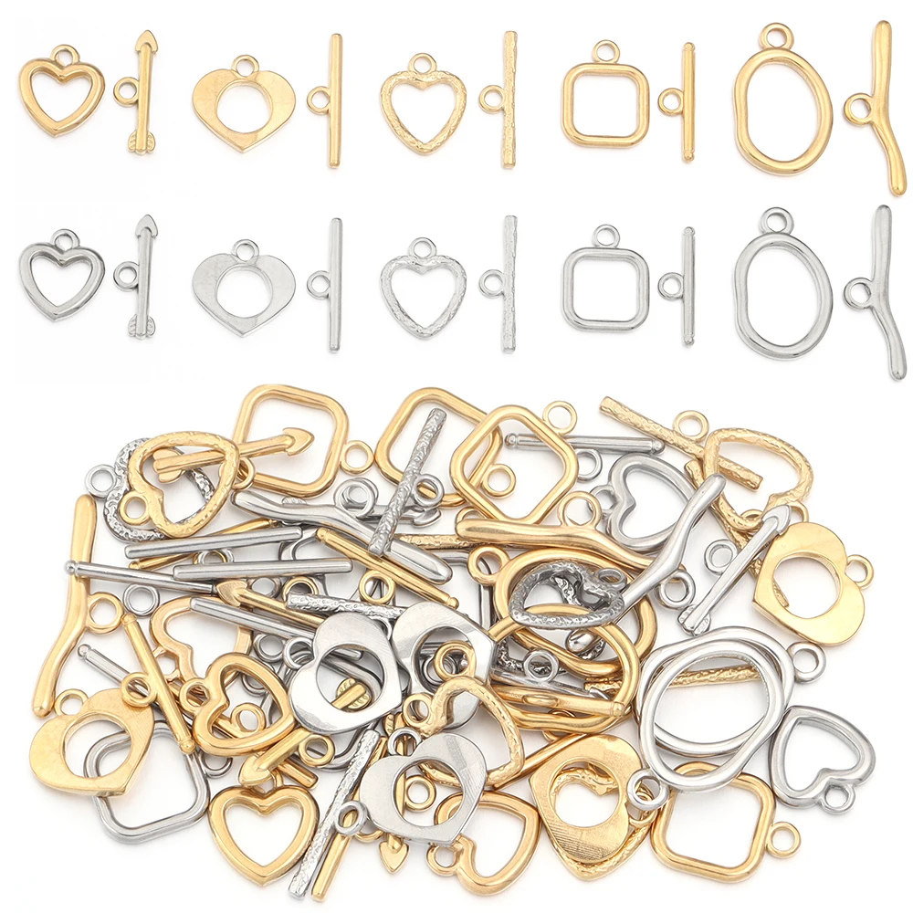 1 Set Edelstahl-OT-Verschlüsse, Metall-Knebelverschlüsse, gewellte Schnallenverbinder für die Schmuckherstellung, DIY-Armbänder, Halsketten-Zubehör