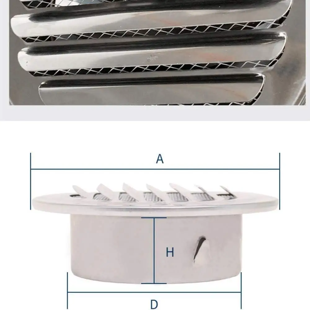 1PC 104mm Round Stainless Steel Wall Vent 12V With 45°Louver For RV Camper Van Easy Maintenance Adjustable Vent