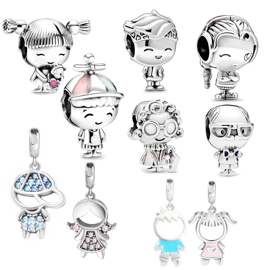 Little Girl & Boy Girl-Teenager Boy-Teenager Pendant Charm Bead Fit Original 925 Sterling Silver Bracelet DIY Jewelry for Womem