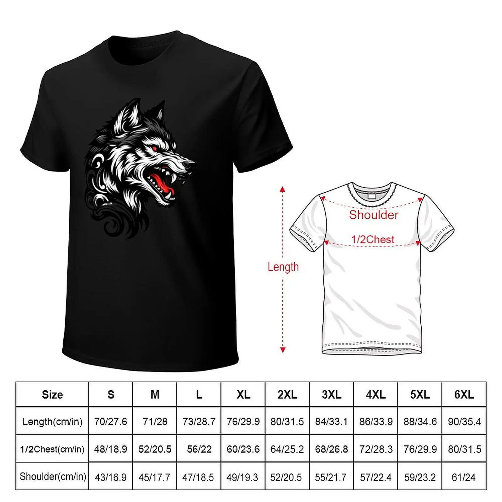 Growling Wolf Shirt T-Shirt Classic Graphic Short Sleeve Top