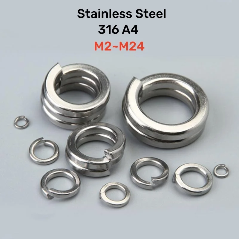 1~50pcs 316 A4 Stainless Steel Spring Split Lock Washer Elastic Gasket M2 M2.5 M3 M4 M5 M6 M8 M10 M12 M14 M16 M18 M20 M24