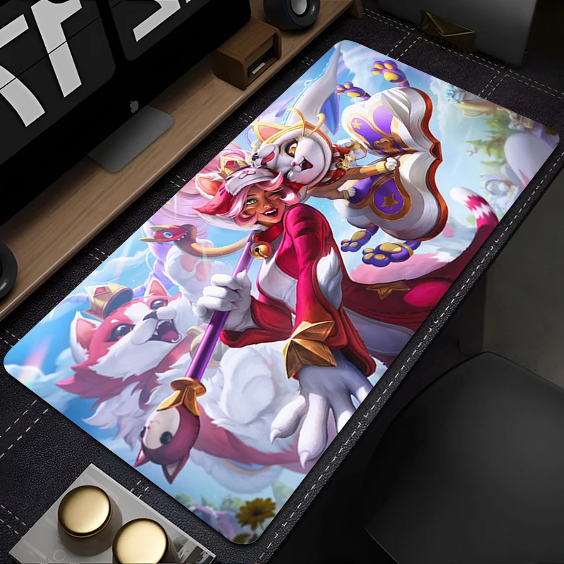 

Yuumi League Of Legends Mouse PadLaptop Anime Desk Mat XXL Carpet Kawaii Pink Cat Mousepad PC Gaming Gamer Cabinet Keyboard Rug