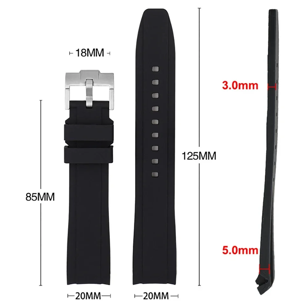 Waterproof Rubber Watchband for Swatch for Planet Moon Watches Silicone Wrist Strap for Rolex Men Women Curved End Watch Straps