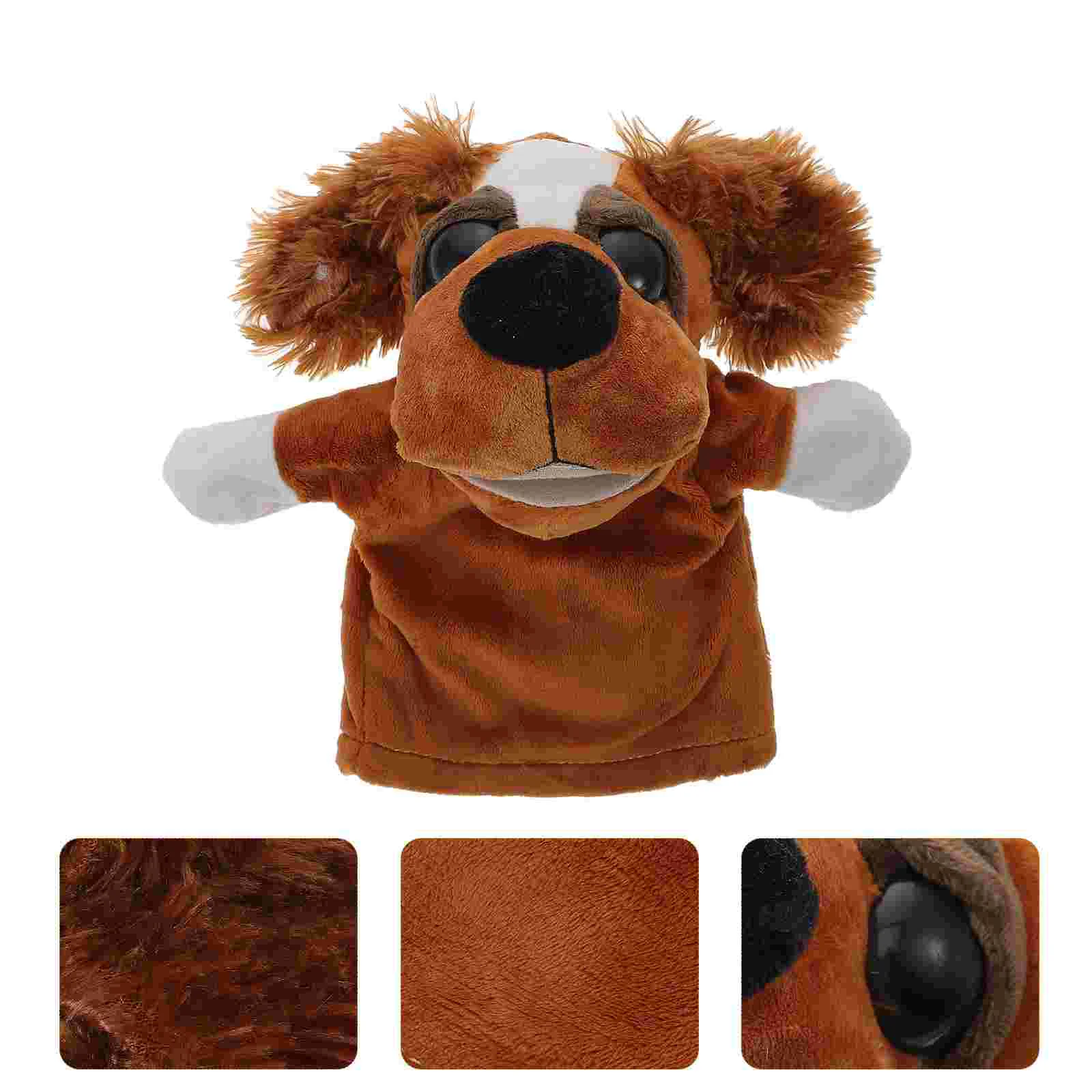 Baby Tier Handpuppe Cartoon Rollenspiel Spielzeug Pädagogische Plüschpuppen Handschuh (Haarige Ohren Hund) Tierhandpuppen