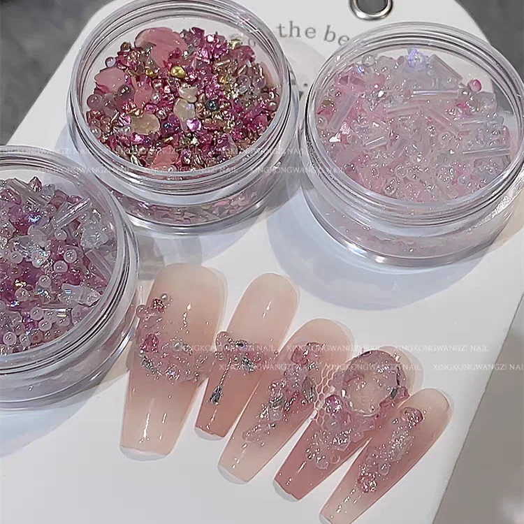 1 صندوق مختلط غير النظامية كريستال حجر الراين مسمار الديكور سحر الأظافر اكسسوارات DIY بها بنفسك الكروم حجر كريستال الأظافر الحفر