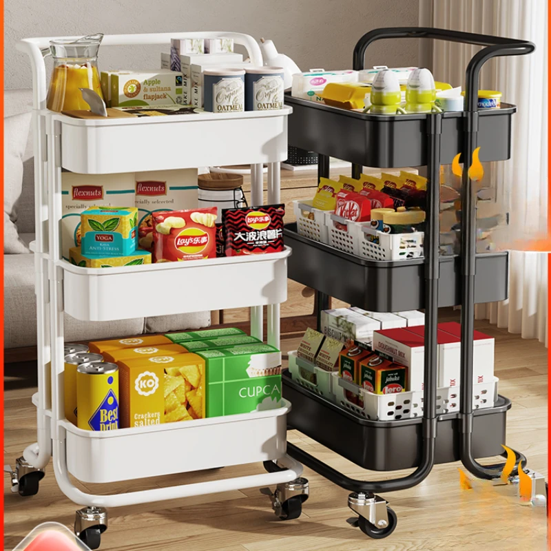 

Small cart storage rack, floor to floor, multi-level kitchen, mobile snacks, baby bedroom