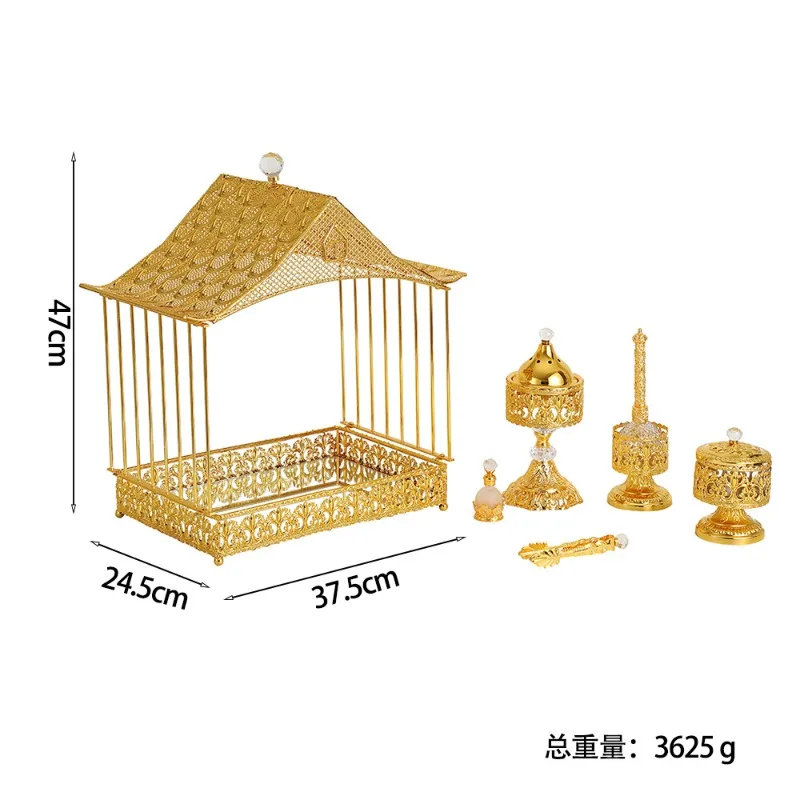 Arabic Retro Metal Incense Burner Basket Carved Censer Middle East Style Home Decor for Living Room Entrance Wedding Gift