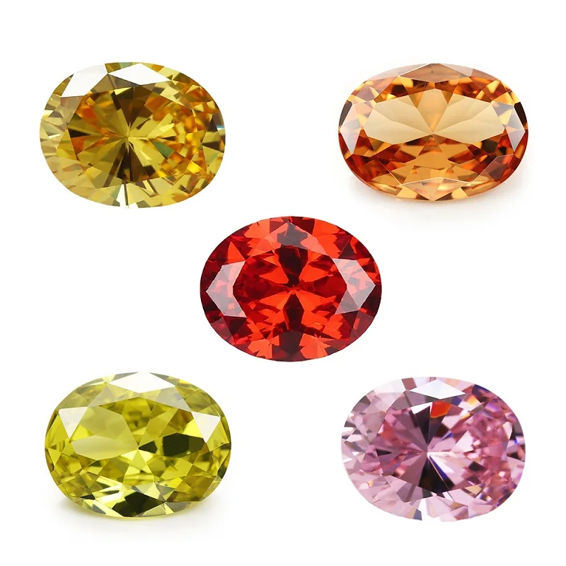 

Oval Cut Cubic Zirconia Stone OliveYellow Champagne GoldenYellow Orange Pink Mix 5 Color 5A Loose CZ Synthetic Gems for Jewelry