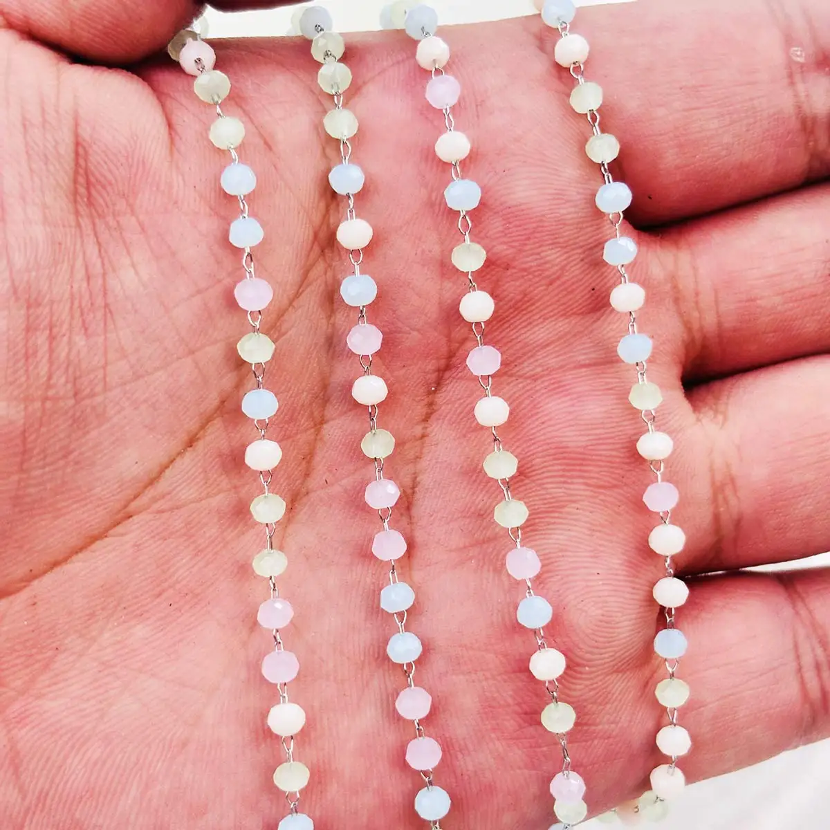 10Yards New Stainless Steel Link Chain Mixed Macaron Colors Beads 3mm DIY Handmade Hairpin Tassel Necklace Crafts Accessories