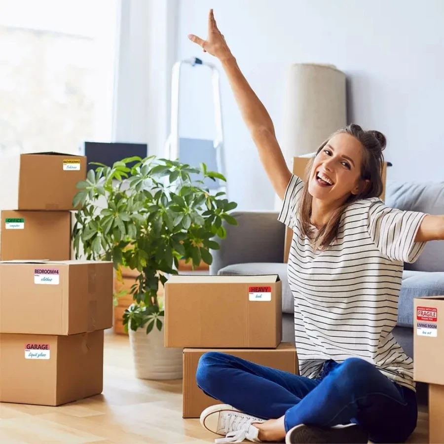 5 Blatt/100 stücke 20 Designs vor gedruckte farb codierte Home Moving Packaging Box Etiketten mit beschreibbaren Note Bereich.