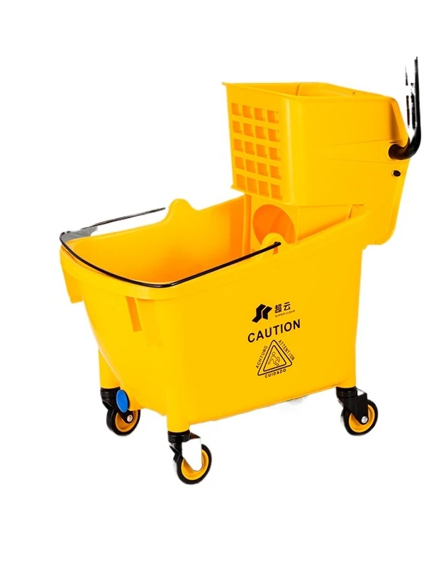 2025 Secchio per mocio con pompa dell'acqua di aspirazione Secchio per spremitura dell'acqua Secchio per la pulizia del pavimento commerciale Dispositivo per l'acqua con pressa per mocio per hotel