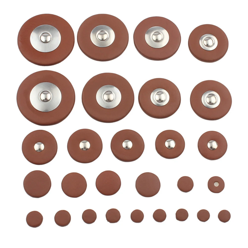 

28 Pcs Saxophone Mat Set Pads Replacements Finger Suite Alto and Felt Sound Hole Brown Woodwind