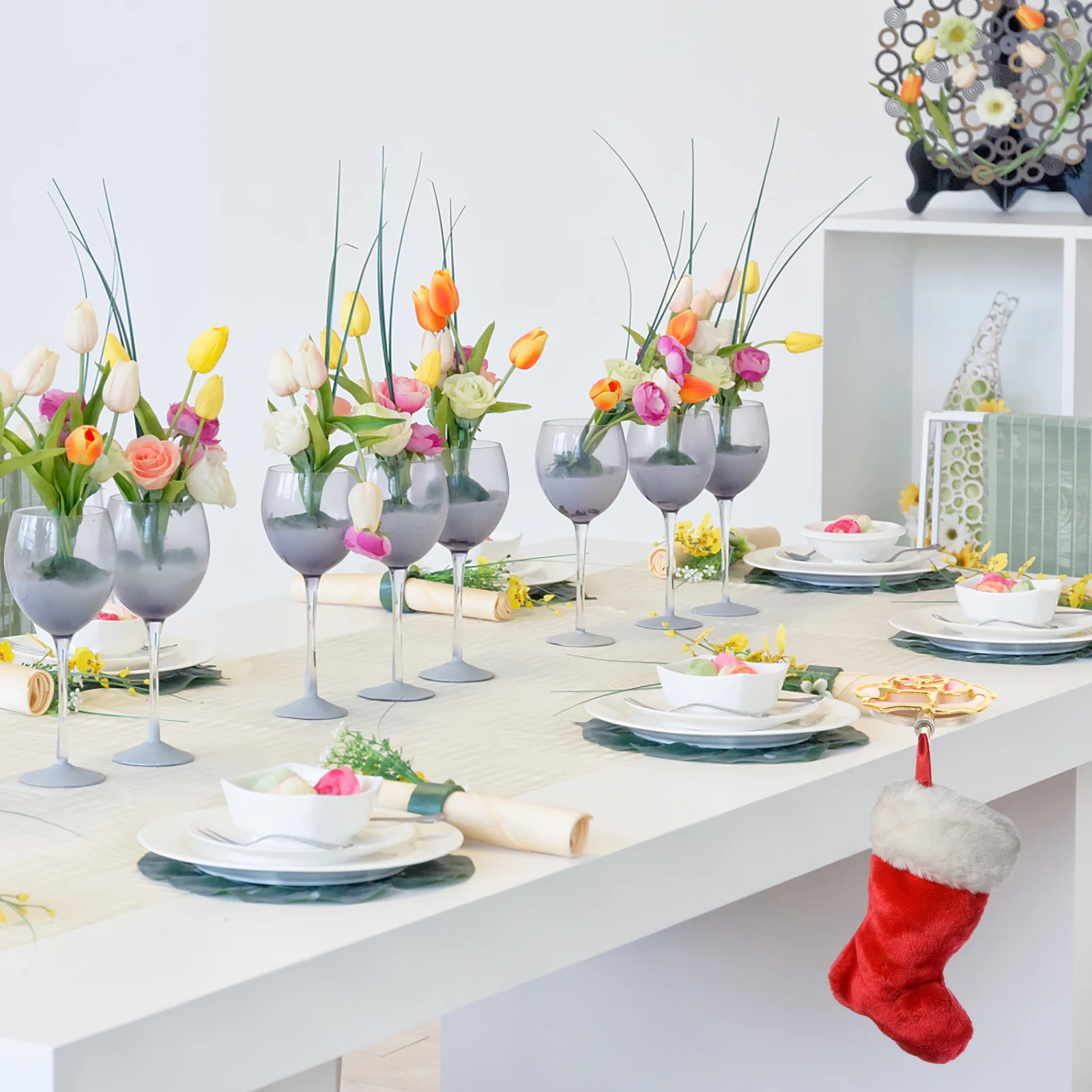 

Zinc Alloy Xmas Stocking Hook Multiuse Christmas Fireplace Decor Hanging Socks Gifts Bags Keys Xmas Multiuse Hook