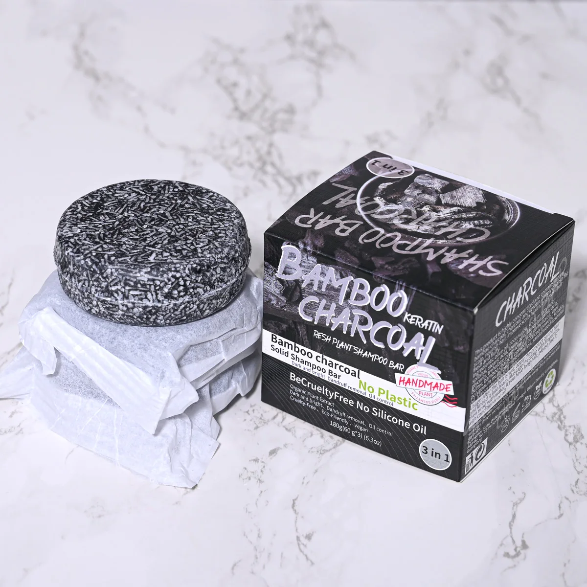 3pcs Set Of Bamboo Charcoal Plant Extract Essential Oil Shampoo Soap Oil Control Refreshing Solid Shampoo Soap Handmade Soap