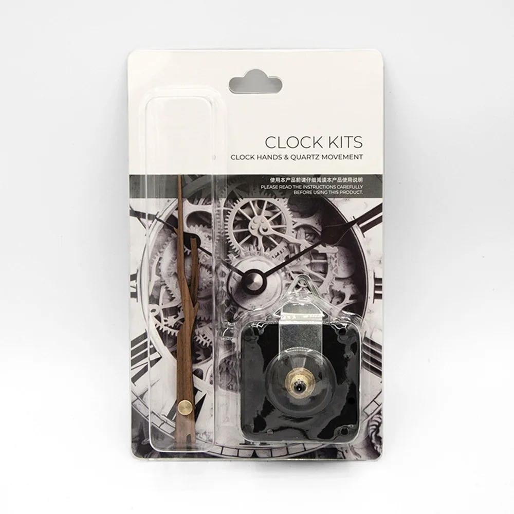 Modern Black Walnut Hands DIY Quartz Wall Clock Kit Silent Clock Repair Parts with Iron Hook Nut Metal Shim and Rubber Pad