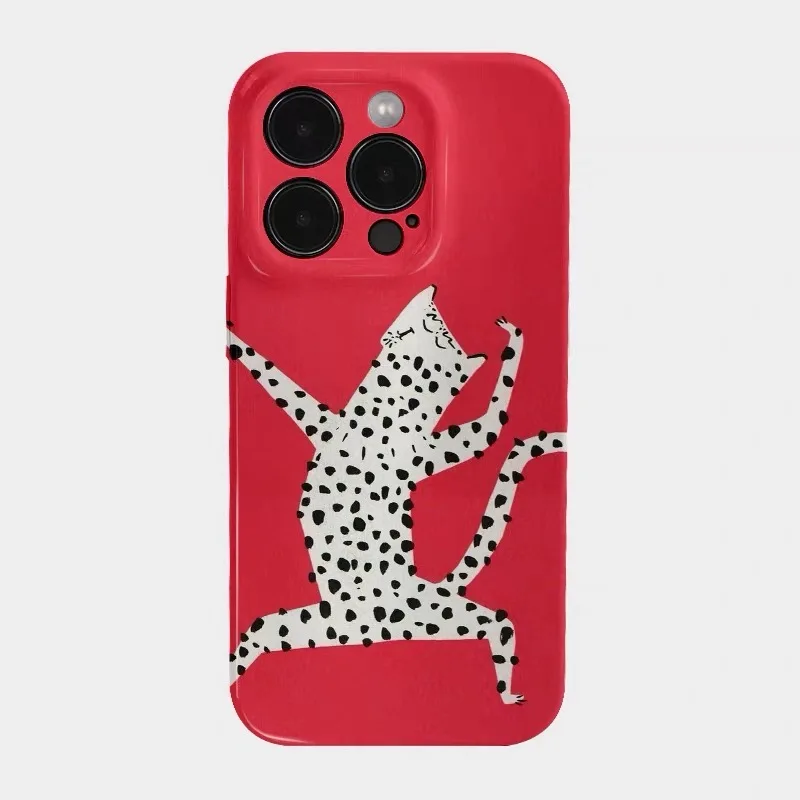 

Red Funny Little Leopard Phone Case for IPHONE 17 Air 16E 15 PROMAX 14Plus 13 12 MINI 11PRO 16Plus XR XS MAX Acrylic Phone Cover