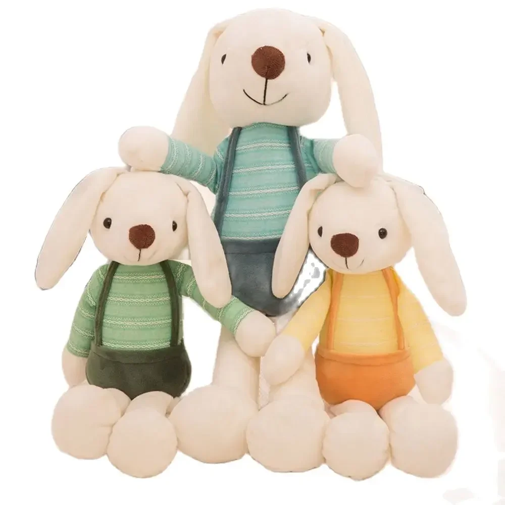 40CM Colorful Candy Long Ear Rabbit Plush Toy Cute Wall Overalls Turned Rabbit Doll Children's Christmas Birthday Gift