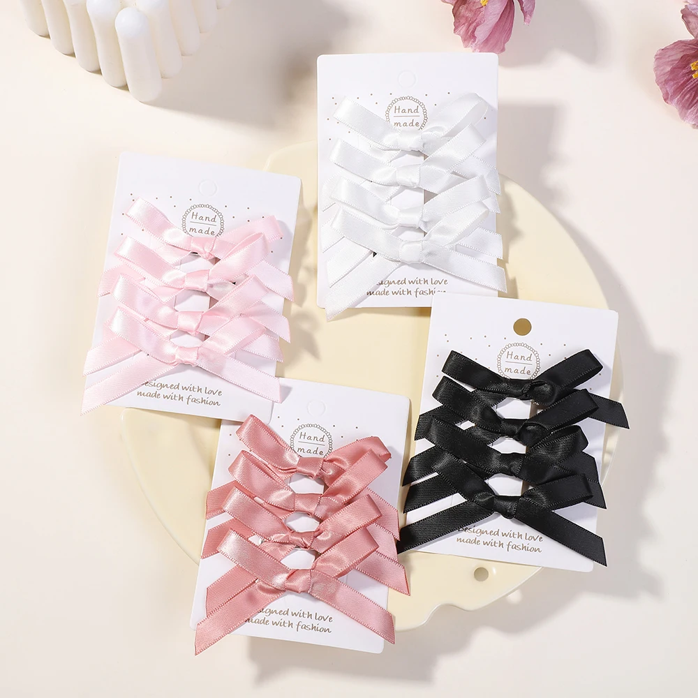4 szt. Dziewczyny Bowknot spinki do włosów dziecięce białe czarne piękne spinki do włosów wstążka kokarda nakrycia głowy słodkie słodkie Barrettes akcesoria do włosów prezent