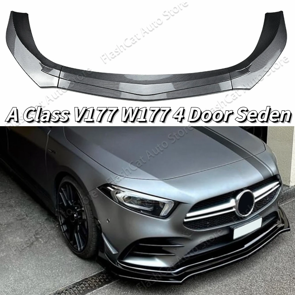 V177 W177 Front Bumper Lip Splitter Spoiler Body Kit For MercedesBenz A Class A35 A180 A200 A220 A250 AMG 2019-2022 4 Door Seden