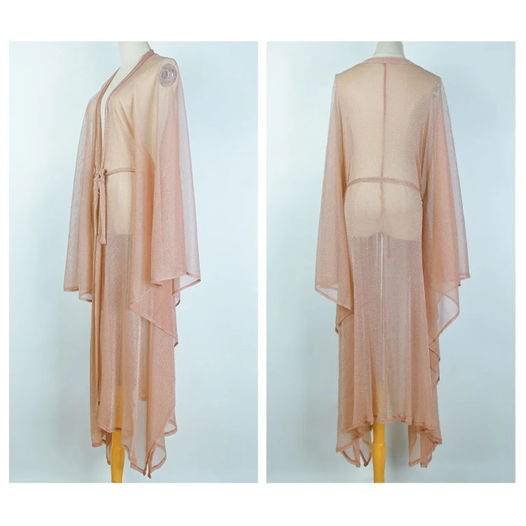Neue sexy glitzernde transparente Tunika aus Netzstoff, Strand-Cover-up, Strandkleid, Strandmode, Damen V3217 – Detail 17