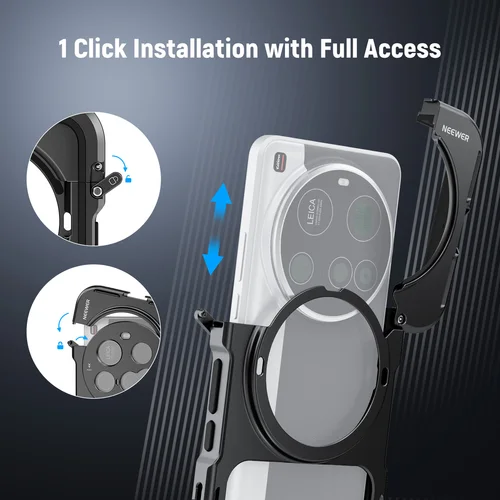 Imagen 2 del producto Nuevo Neewer Kit de jaula para teléfono Compatible con Xiaomi 15 Ultra 17mm placa trasera de lente roscada 67mm adaptador de filtro roscado