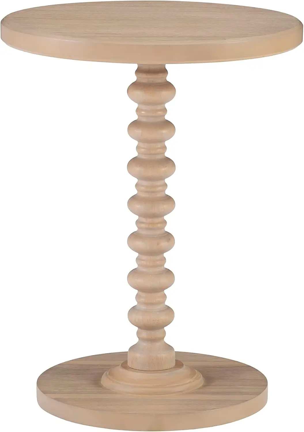 

Tarkin Round Natural Wood Turned Spindle Pedestal Side Accent Table