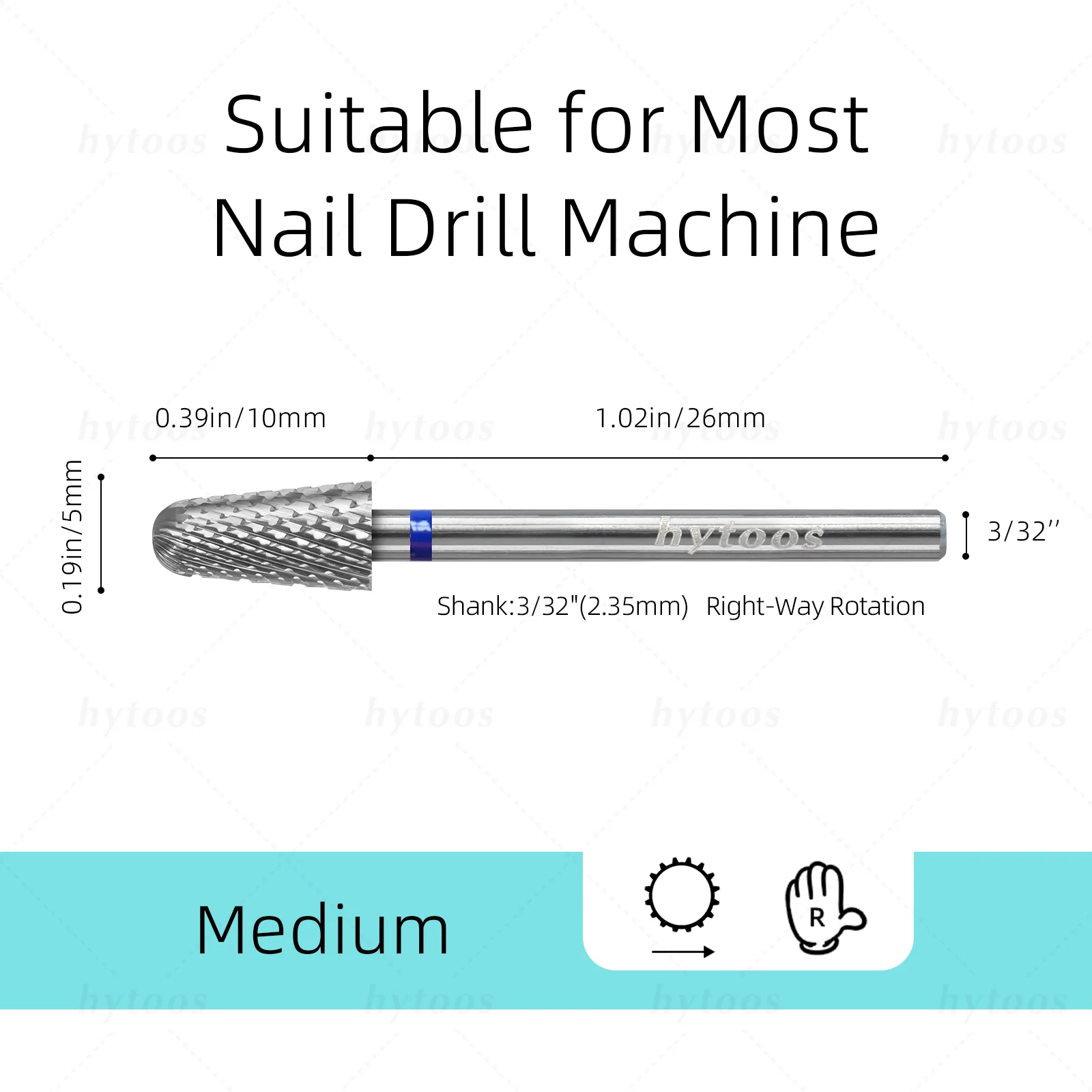 HYTOOS Veiligheid Carbide Nagelboren Ronde Cut Taps toelopende Nagelbit Dikke Gel & Acryl Verwijdering Pro Elektrische Manicure Boren Tool