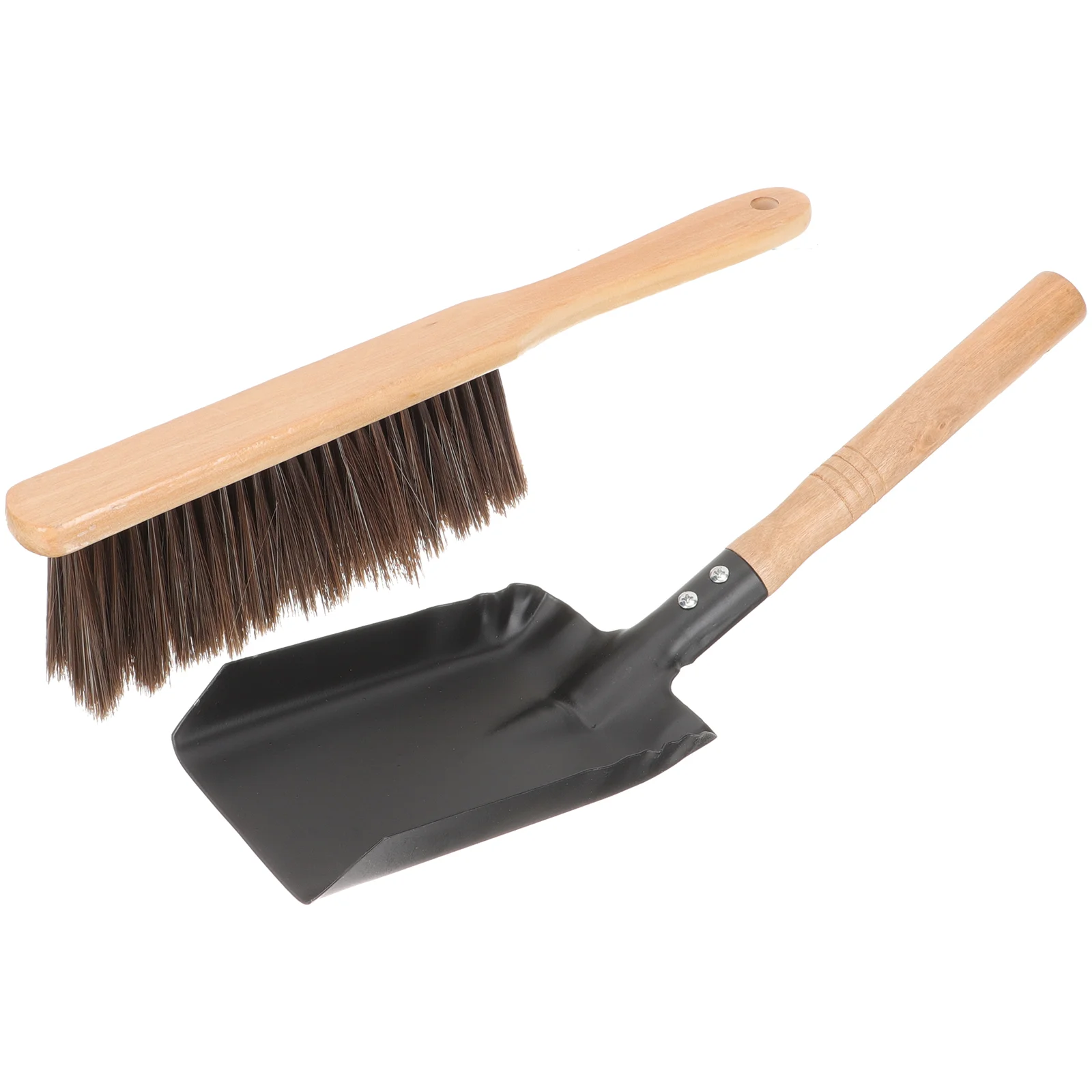 Fireplace Cleaning Set Wood Handle Dust Brush Coal Ash Griddle Spatula Stove Coals Lightweight Iron Wood Easy Storage