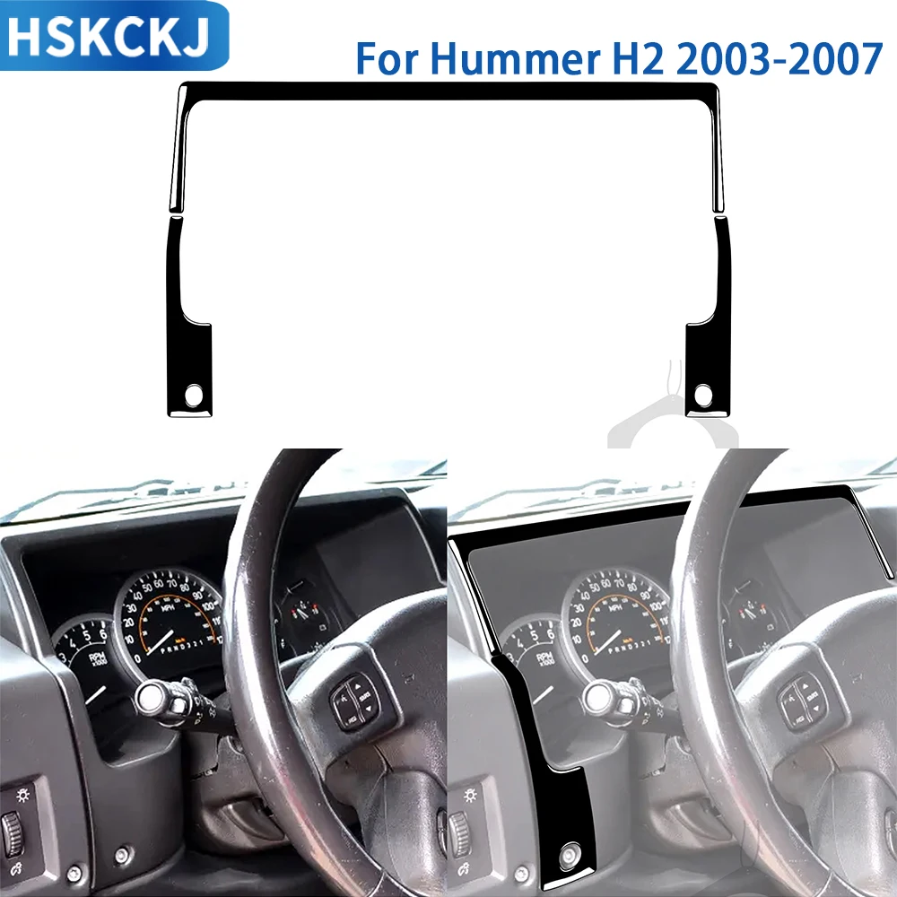 For Hummer H2 2003 2004 2005 2006 2007 Accessories Piano Black Plasti Car Interior Instrument speedometer surround Trim Stickers