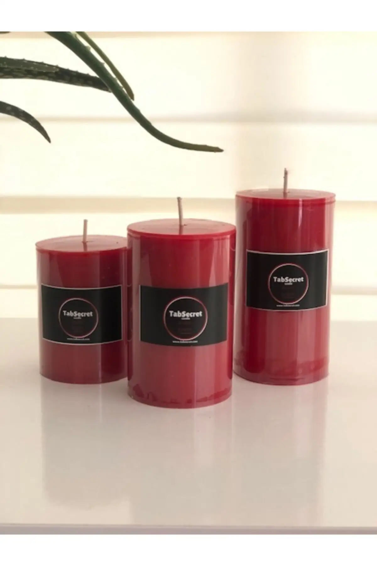 Raspberry Flavored 3'lü Candle Set Red