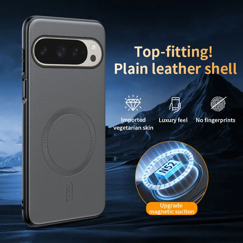 

Shockproof Soft Phone Case For Google Pixel 8 9A 10 Pro XL Magnetic Wireless Charging Lens Protection Leather Back Cover Cases