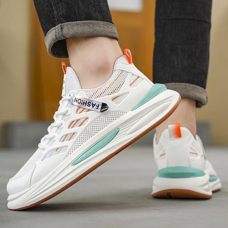 남성 운동화 패션 야외 캐주얼 신발 통기성 메쉬 스포츠 운동화 남성 가황 신발 플랫폼 테니스 신발