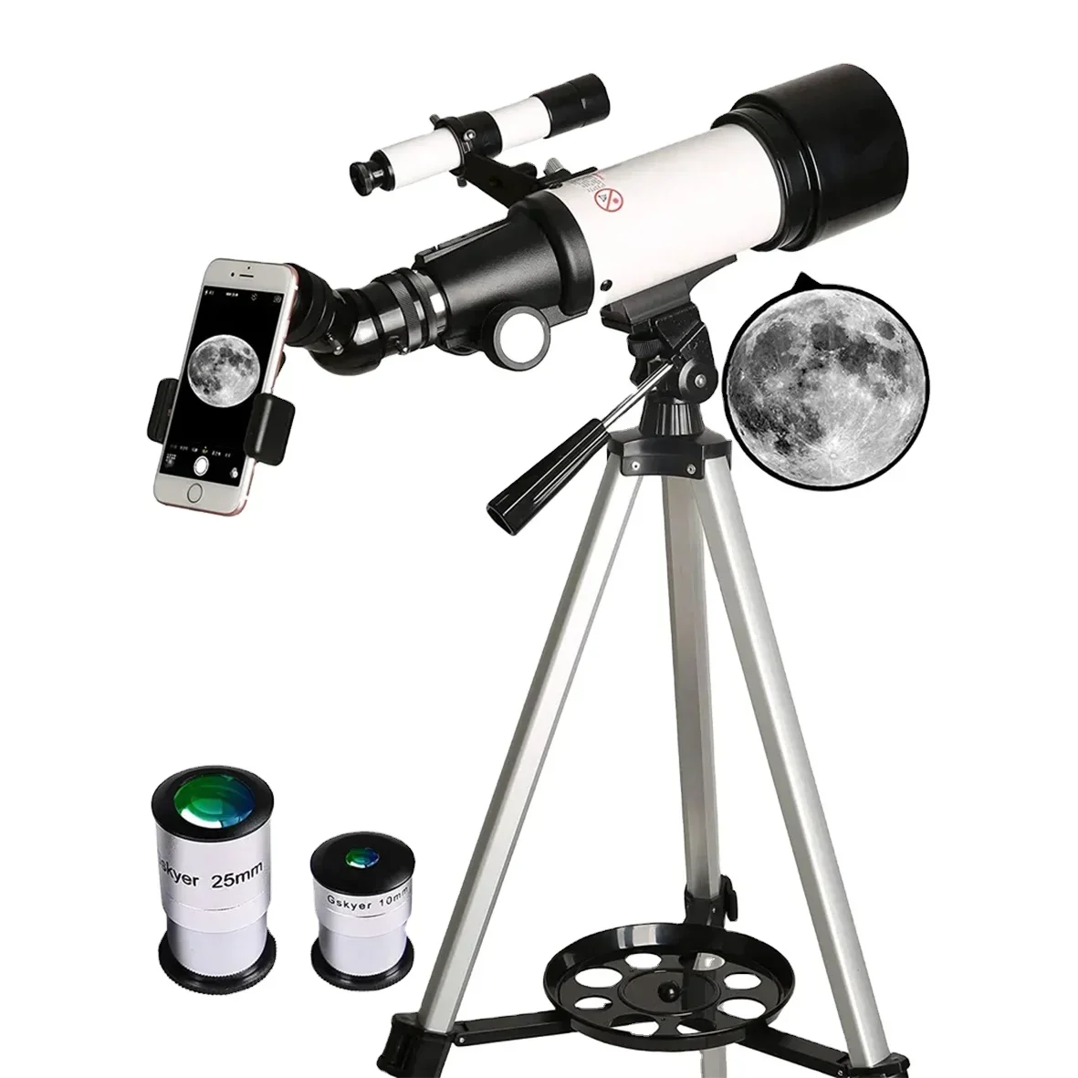 70mm Astronomical Refracter Telescope with Tripod And Finder Scope Portable Telescope for Kids Beginners