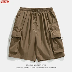 2025 Summer New Japanese Style Large Size Thin Shorts Men Loose Knee Cargo Shorts Hip Hop Streetwear Male Short Trousers