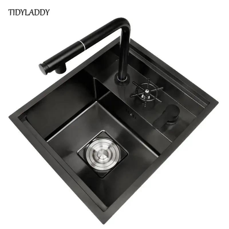304 Stainless Steel Kitchen Sink Invisible Black Small Single Mini Hidden Kitchen Concealed Kitchen Sink Bar Sink