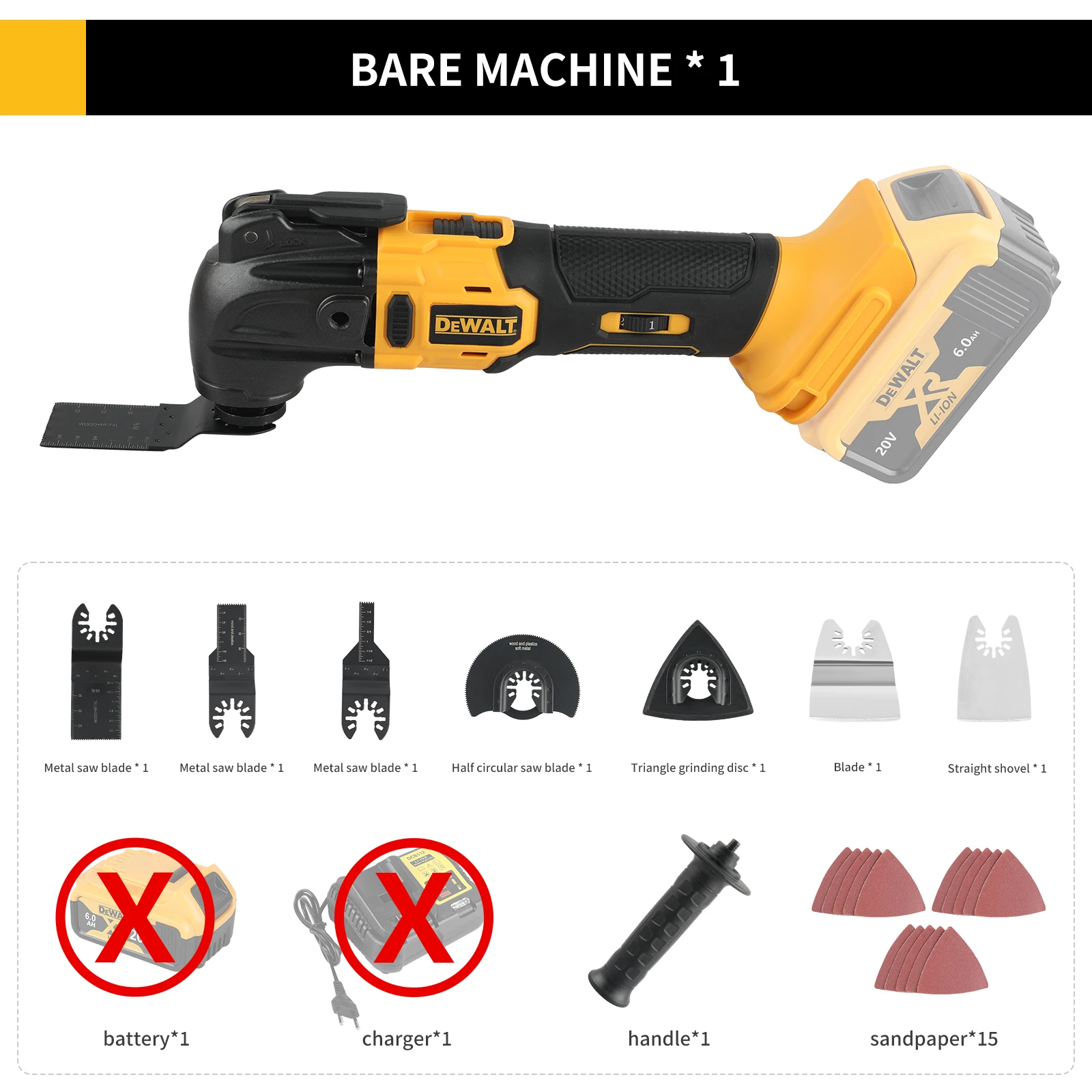 DEWALT Brushless Vibration Multi-Tool - Universal Oscillating Tool for Cutting, Polishing, Shovel & Cleaning (Tool Only)