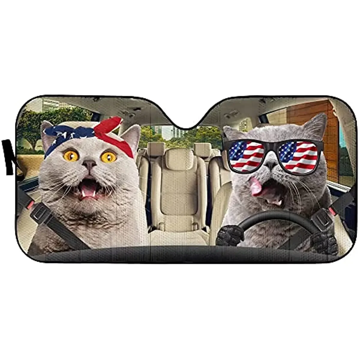 Surprised British Shorthair Cat Driving Auto Windshield Sun Shade Family Car Sunshades Animal Fan Car Front Window Funny Shades