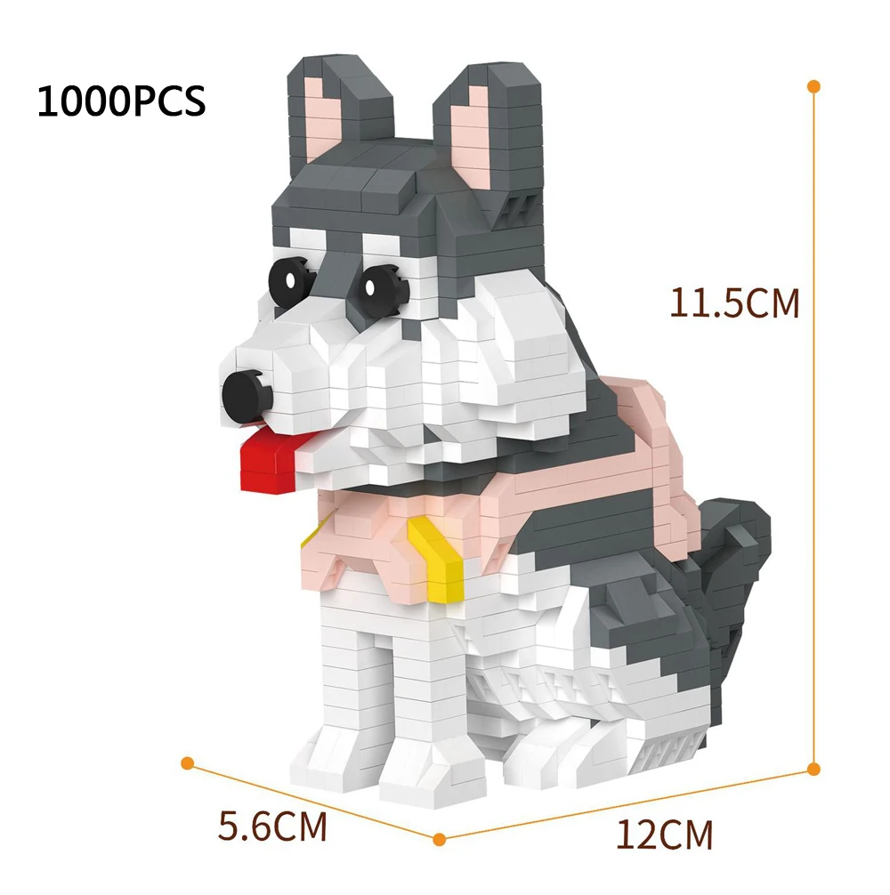 Lovely Pet Puppy Animal Nanobrick Cartoon Dog Micro Diamond Block Shiba Inu Bulldog Siberian Husky Basset Hound Build Brick Toys