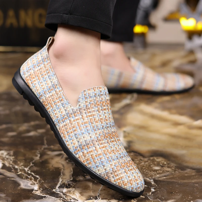Men Casual Loafers Shoes Brown Dress Shoes Slip on Moccasins Flats Shoes Comfortable Fashion Brand Summer Loafers Men Size 46