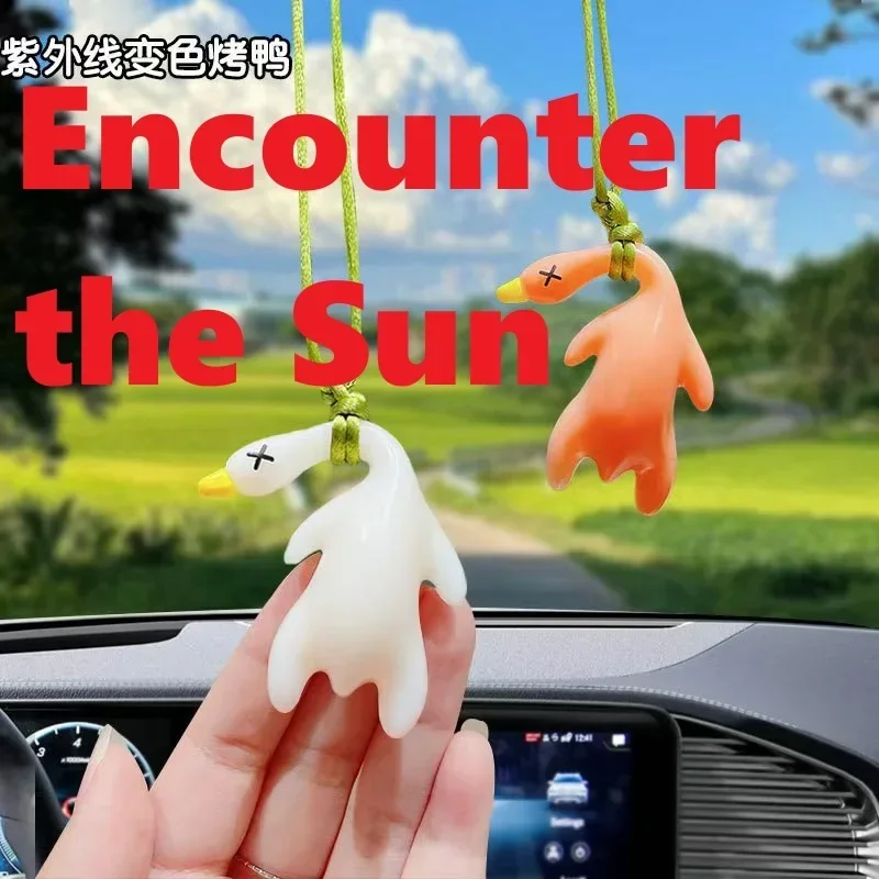New 10Pcs Car‘s Mounted Color Changing Roast Duck Pendant Resin Harmless Swing Keychain Bag Pendant Rearview Mirror Decoration