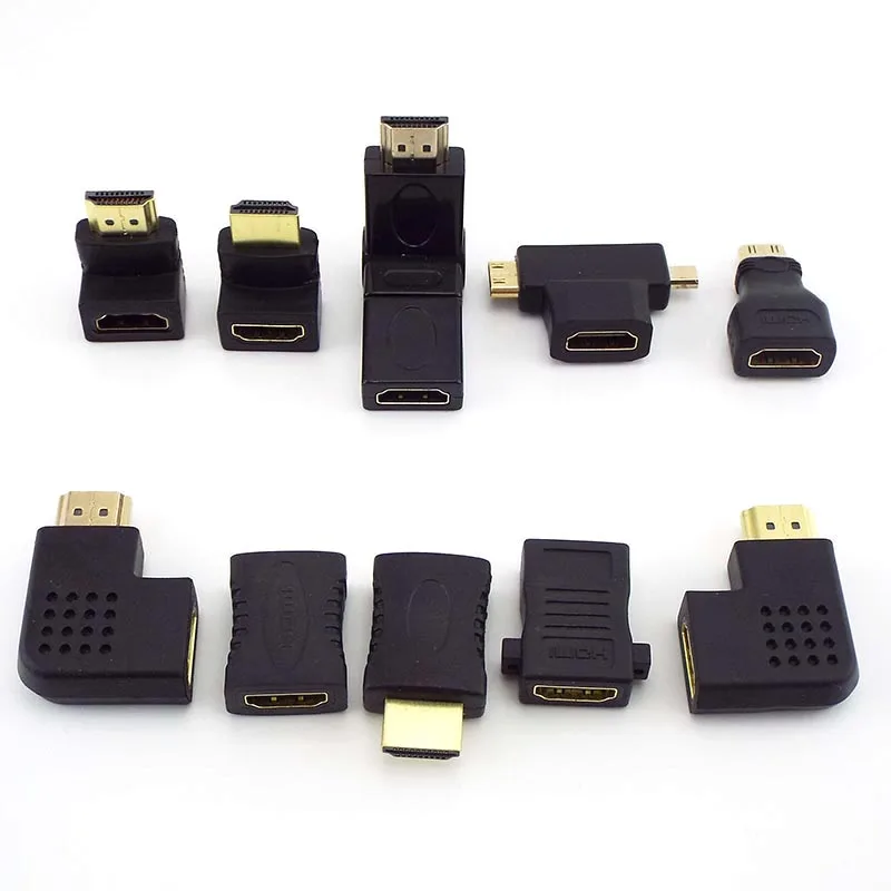 90 180 270 360 Degree2 In 1 Male To Female HDMI-compatible Converter Mini Micro Adapter Extender Cable Laptop 1080P HDTV