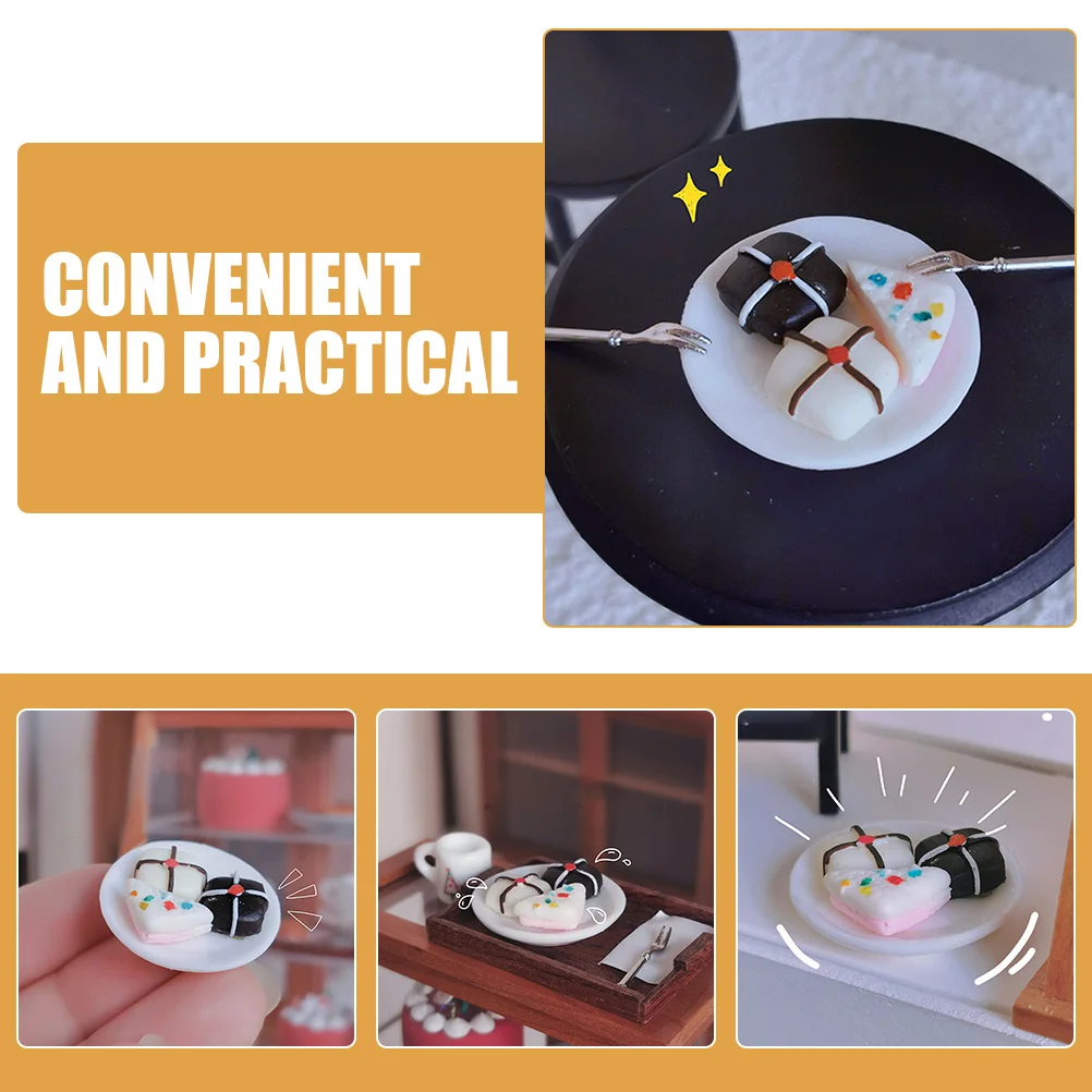 

Miniature Cake Tiny Dessert Pretend Food Plate Mini House Kitchen Scene Decorative Resin Fake Food Ornament Collection