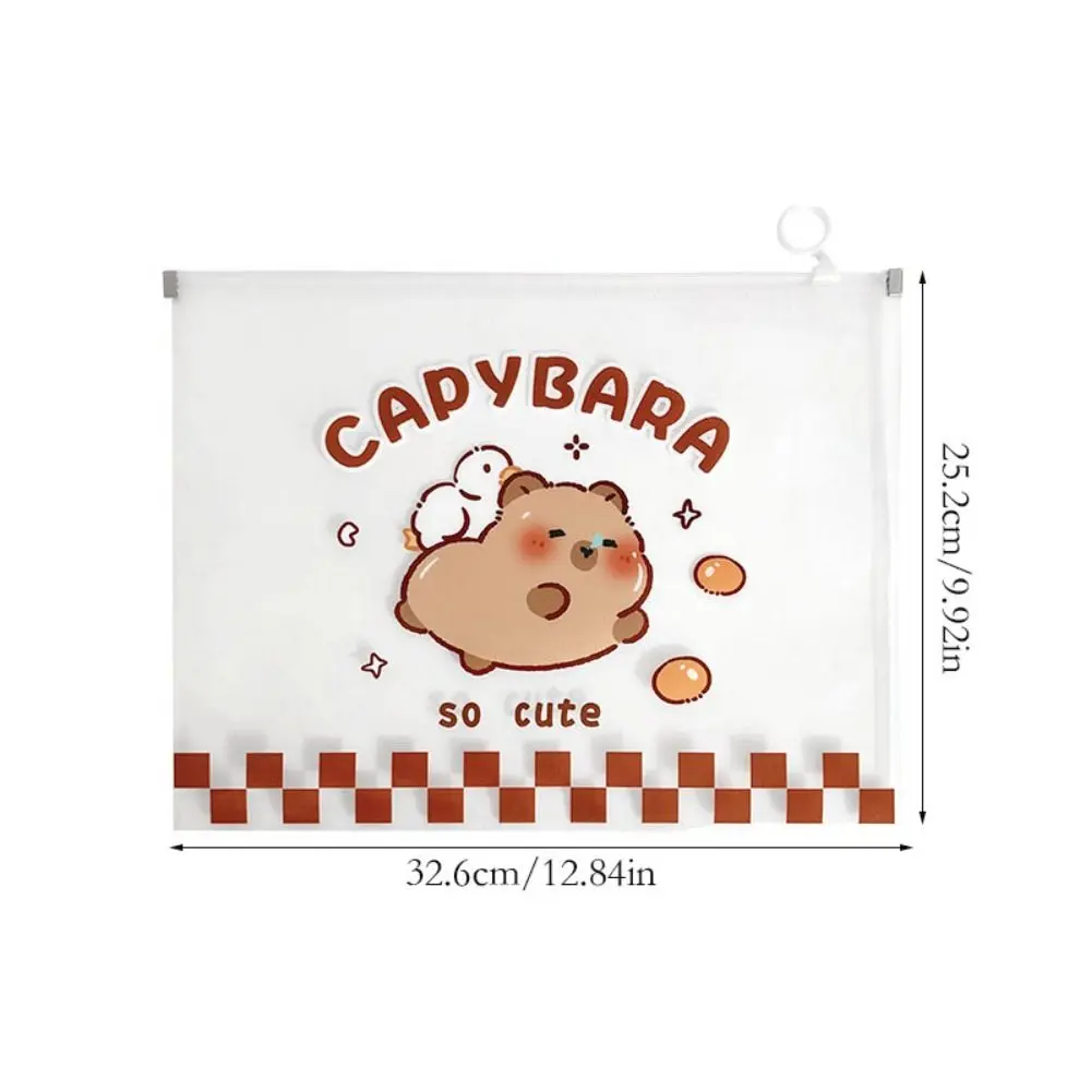 Cute Guinea Pig Capybara File Bag Zippered Primary School Student Test Paper Organization Information Bag Cartoon PVC